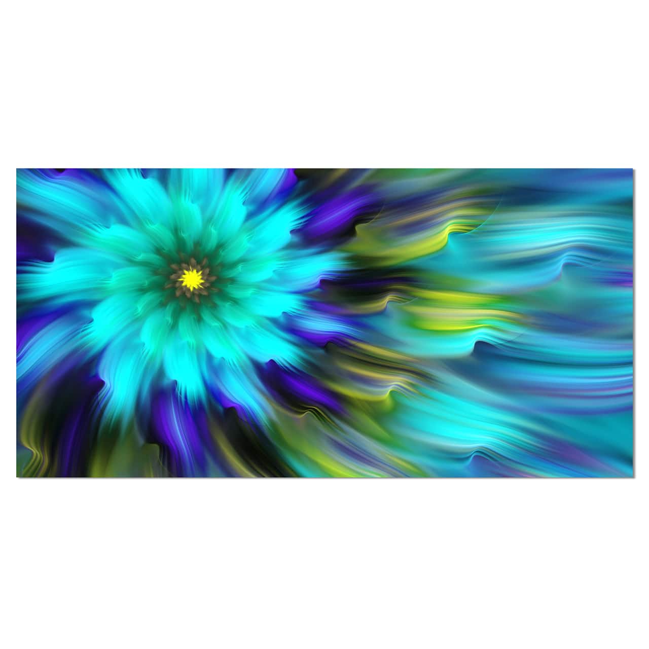 Designart - Massive Blue Green Fractal Flower - Floral Canvas Art Print